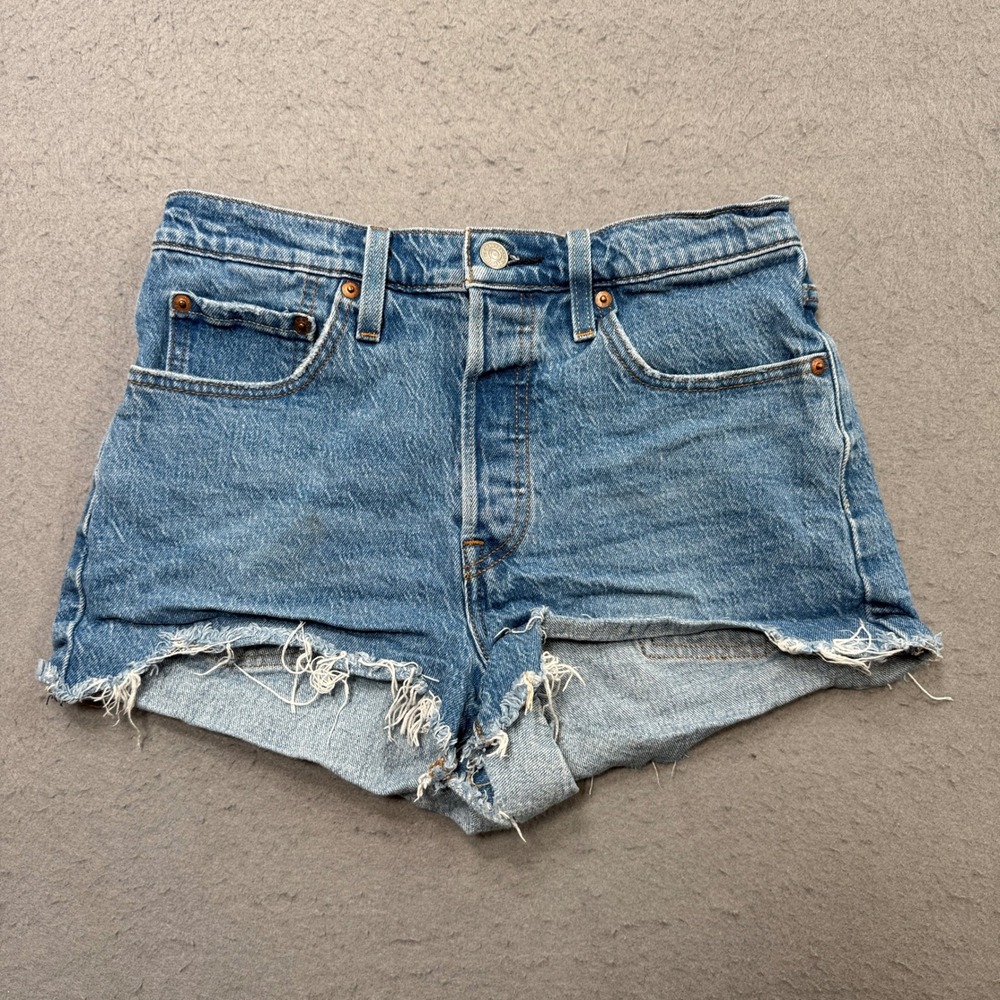 Levi's 501 Shorts Women's 27 Blue Denim High Rise Original Cut Off Retro Classic